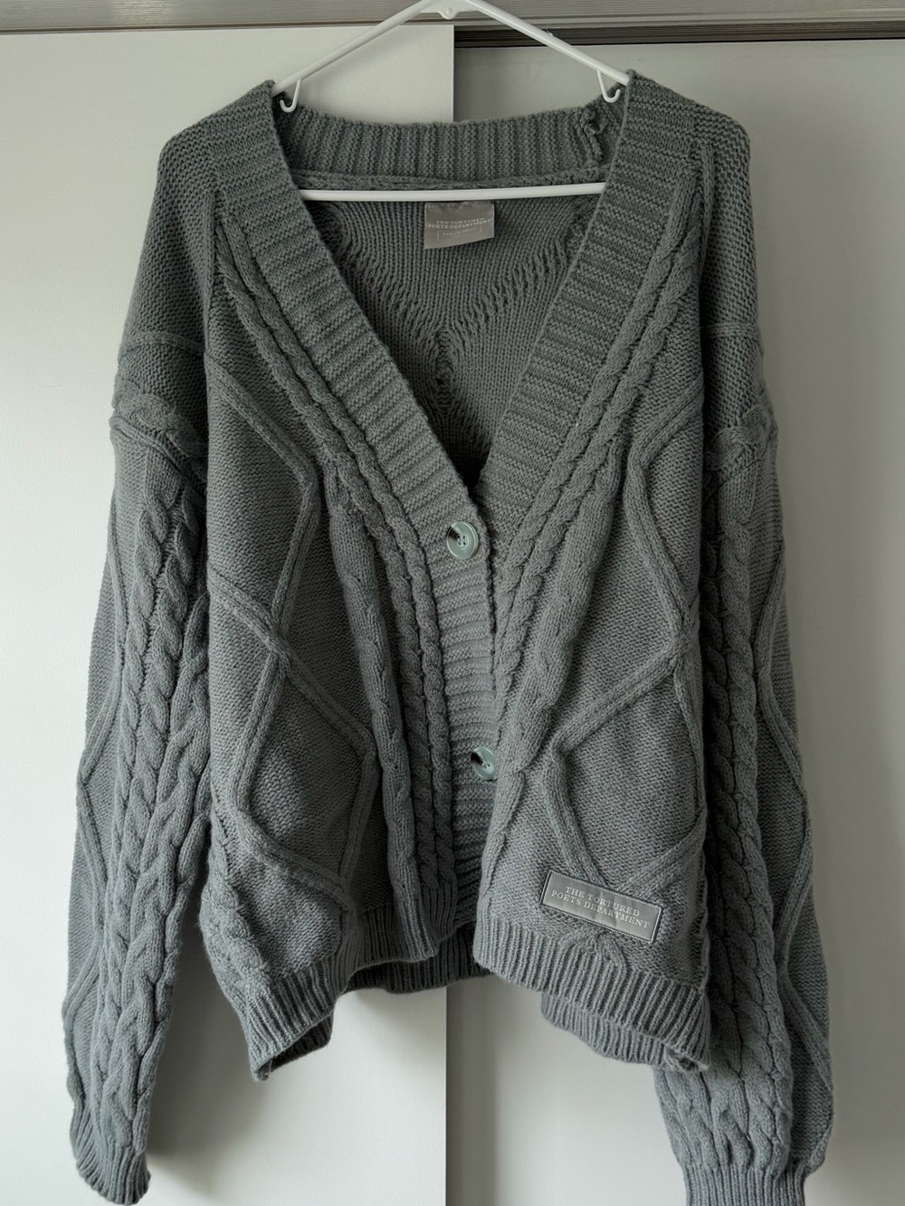 Taylor Swift TTPD Gray Cable Knit Cardigan Sweater